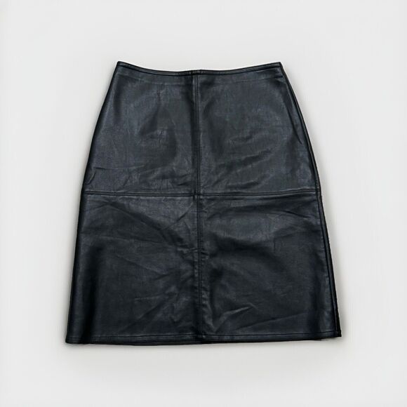 Ann Taylor Dresses & Skirts - Ann Taylor Black Vegan Leather Midi Skirt 12P - Holiday Workwear Office Classic